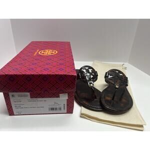 Tory Burch Women’s Miller Tortoise Patent Leather Sandals with Box/Dust Bag 8.5